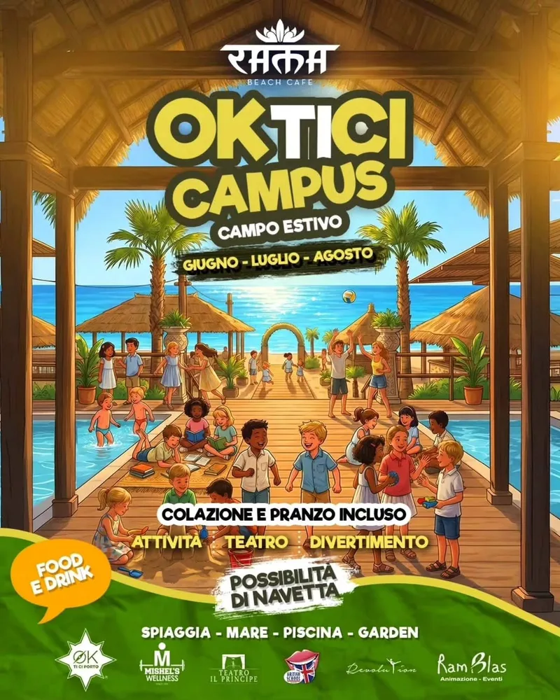 Ok ti ci Campus: campo estivo per bambini al mare al Rama Beach di Varcaturo, Castel Volturno